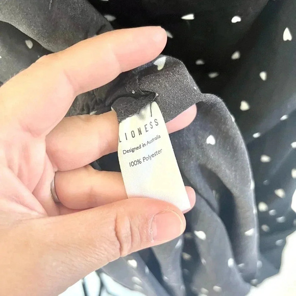 Lioness String Along Adjustable Tie Strap Dress Black & White Hearts Size 4 NWT - Picture 10 of 11